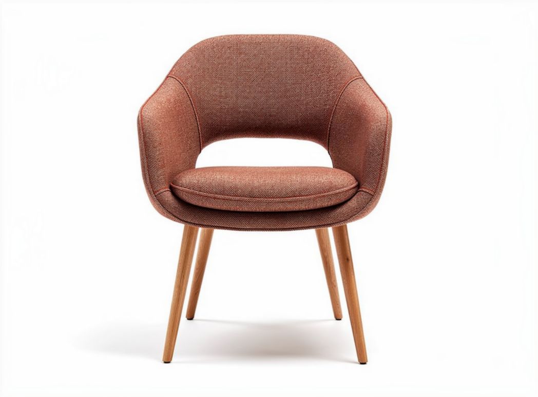 Fabric accent chair with wood legs in rust color 50 x 55 x 75cm