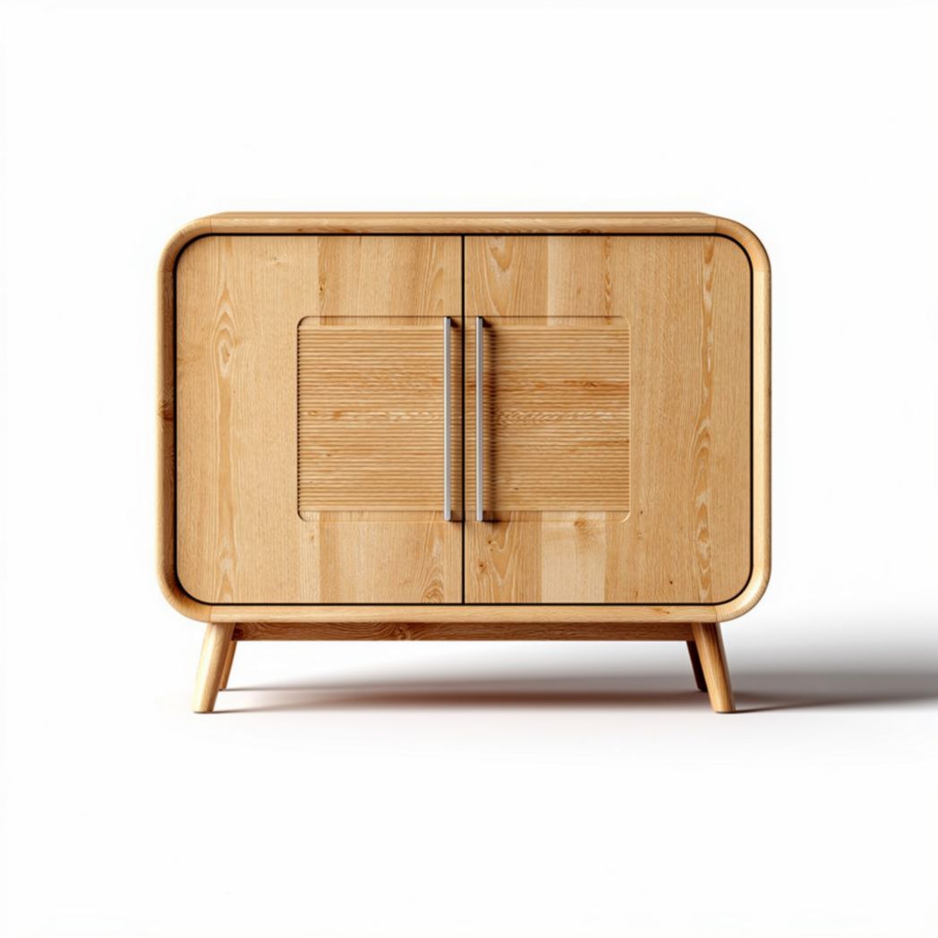 Bamboo sideboard cabinet with two doors and modern design 80 x 40 x 70cm
