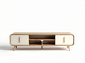 Modern wooden media console for living room with white doors 120 x 40 x 45cm