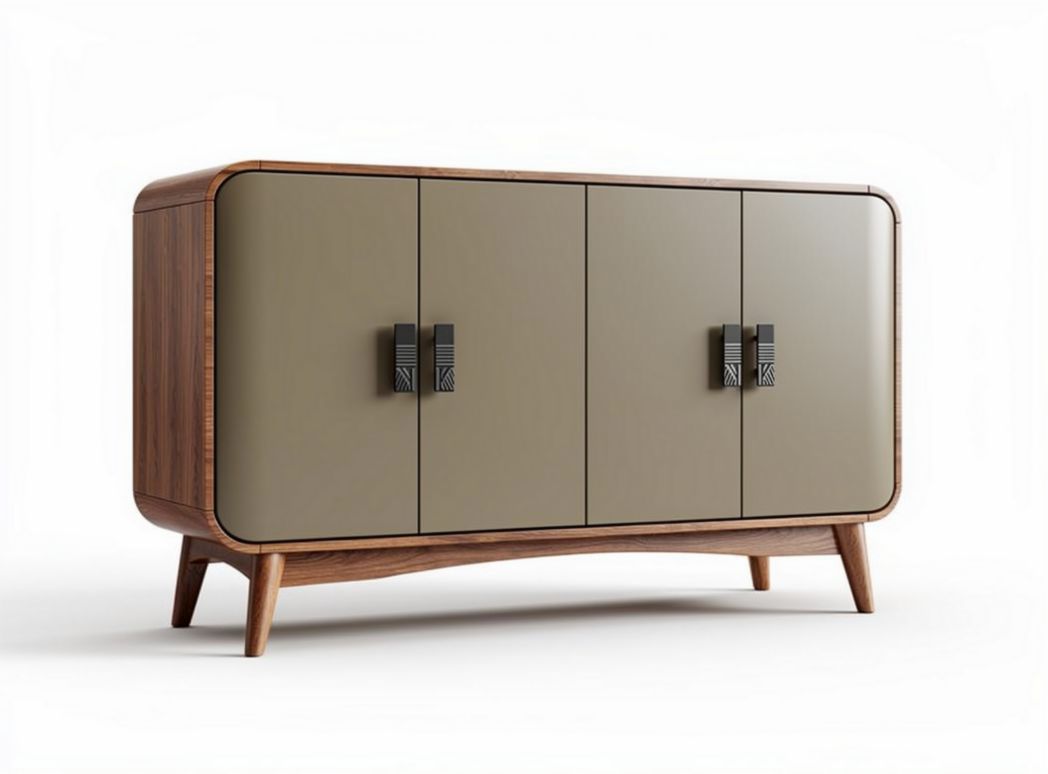 Wooden cabinet with green glossy doors and adjustable shelves 120 x 40 x 70cm