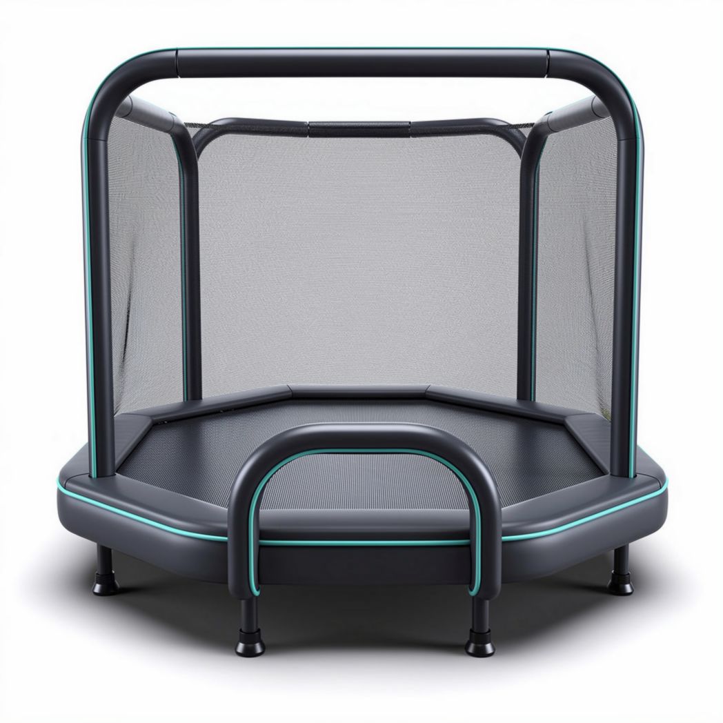 Trampoline with safety net for outdoor use made of durable polypropylene 120 x 120 x 130cm