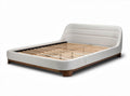 Upholstered platform bed frame with wooden slats and metal legs 200 x 160 x 30cm