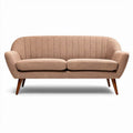 Two-seater sofa in light brown fabric with wooden legs 180 x 80 x 75cm