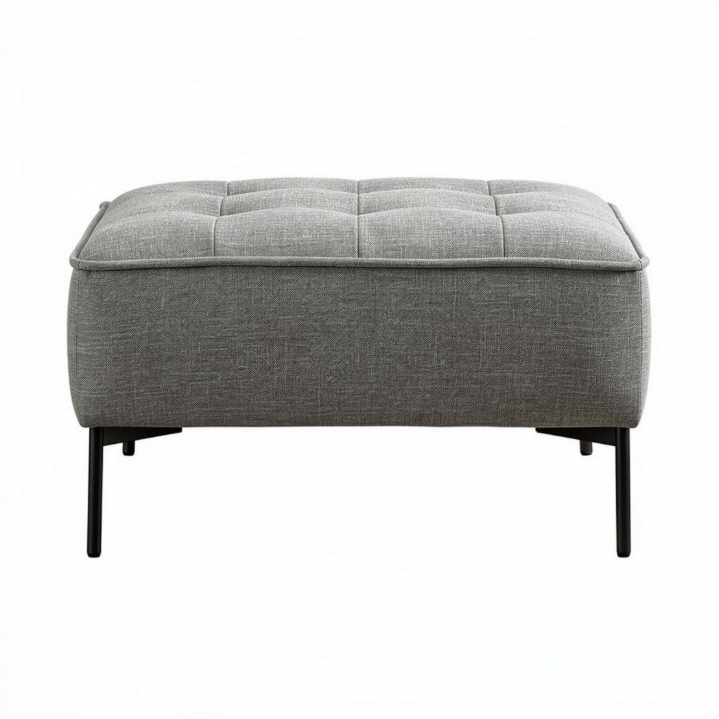 Gray fabric ottoman with tufted design and metal legs 80 x 50 x 40cm