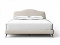 Upholstered fabric bed frame with headboard in neutral color 200 x 160 x 100cm