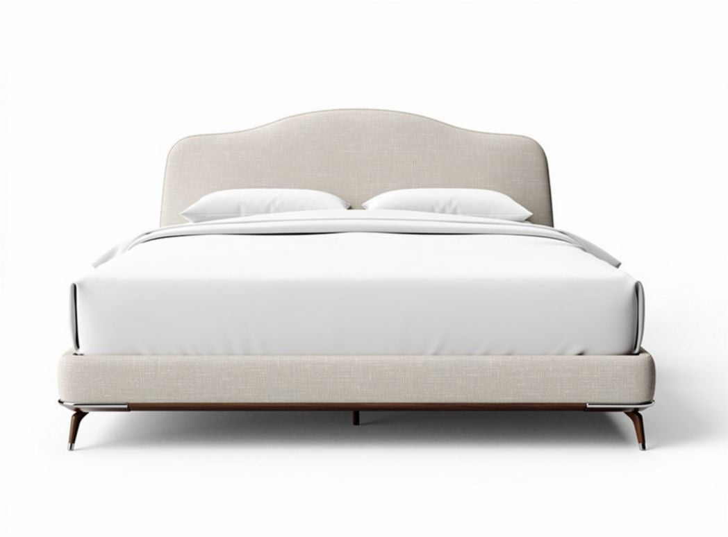 Upholstered fabric bed frame with headboard in neutral color 200 x 160 x 100cm